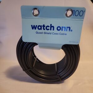 Watch Onn. Quad-Shield Coaxial Cable 100 Feet Black Brand New